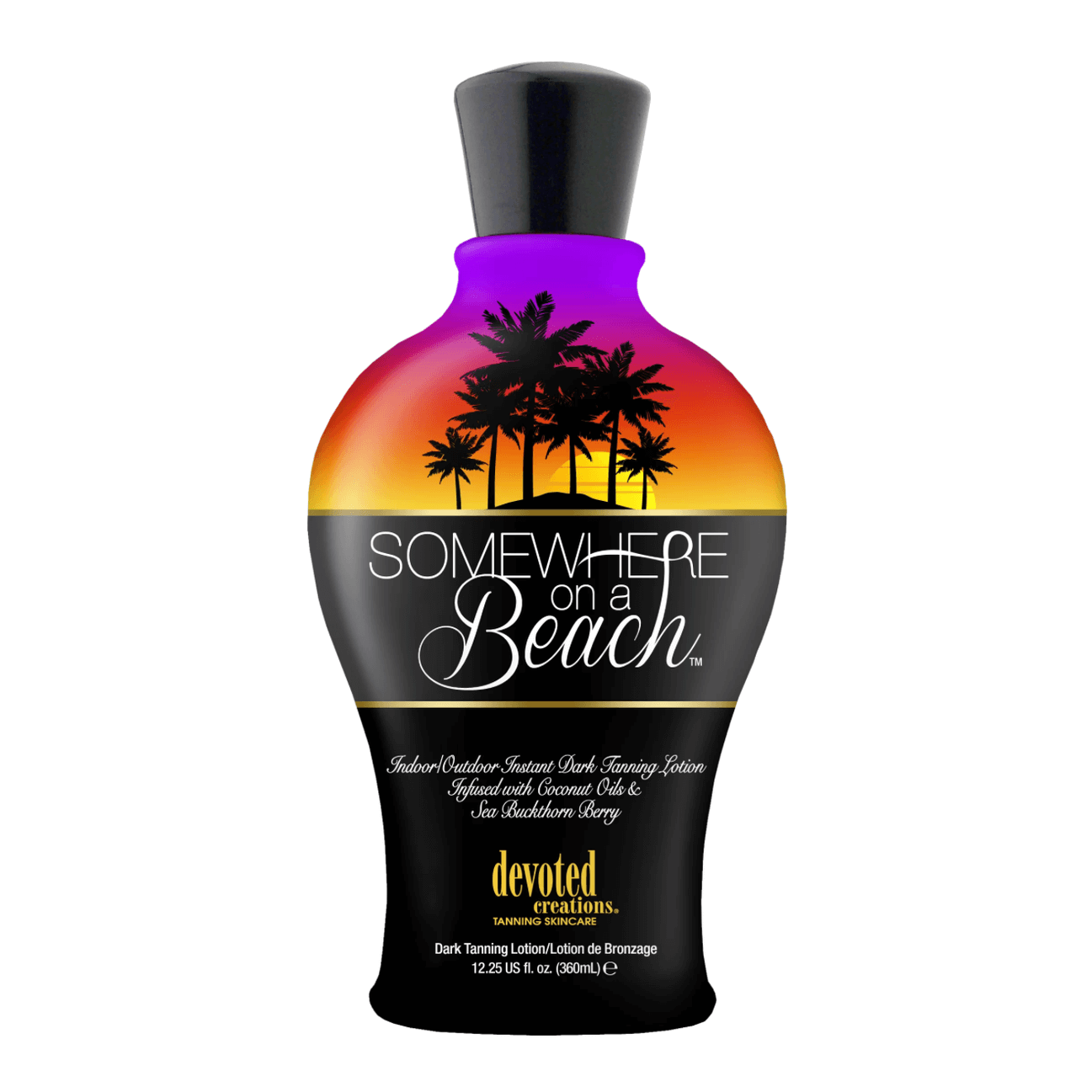 Tan accelerator Devoted Creations Somewhere on a Beach for exotic tan, firmed skin, tattoo protection, 360 ml