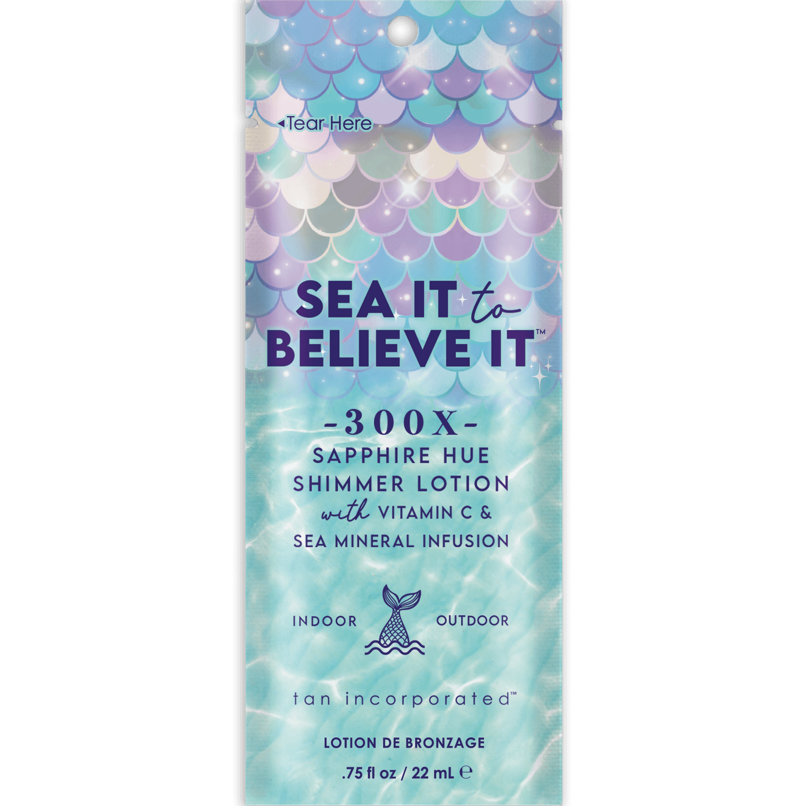 Tan accelerator Tan Inc Sea It To Believe It Sapphire Shimmer Lotion with skin firming, 22 ml