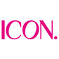 Bold pink ICON logo text design on white background for Soleo face accelerator product line