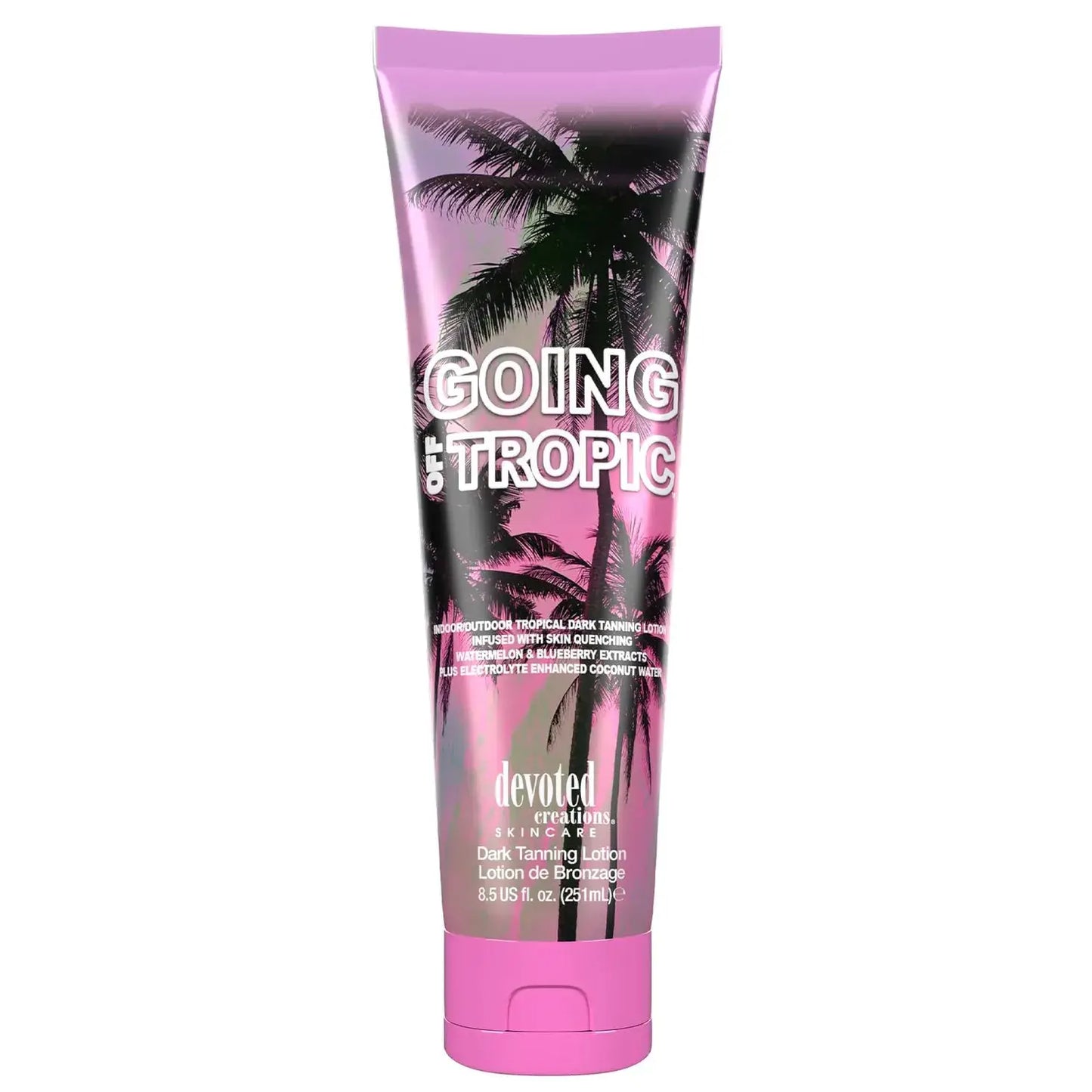 Tan intensifier Devoted Creations Going Off Tropic, with skin quenching watermelon and blueberry extracts, 251 ml