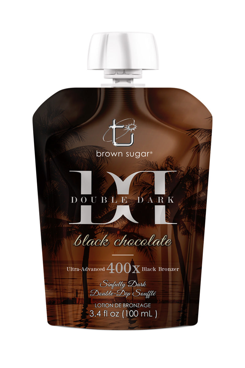 Brown Sugar Double Dark BLACK CHOCOLATE 400X with double bronzers, Shea Butter, Coconut for fast unbelievable tan and anti-aging effect, 100 ml