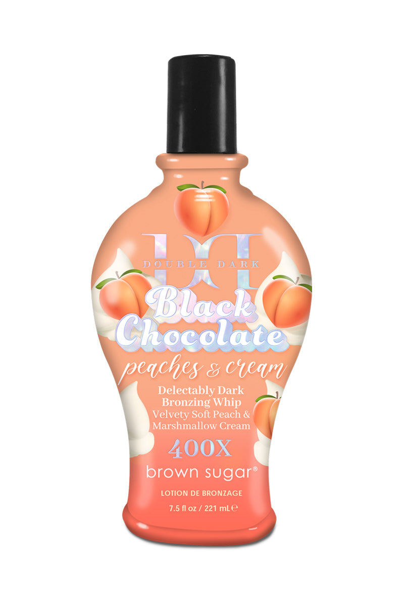 Cream for solarium Brown Sugar Double Dark Black Chocolate Peach & Cream 400X bronzing whip for the darkest natural tan and delicate youthful skin, 221 ml