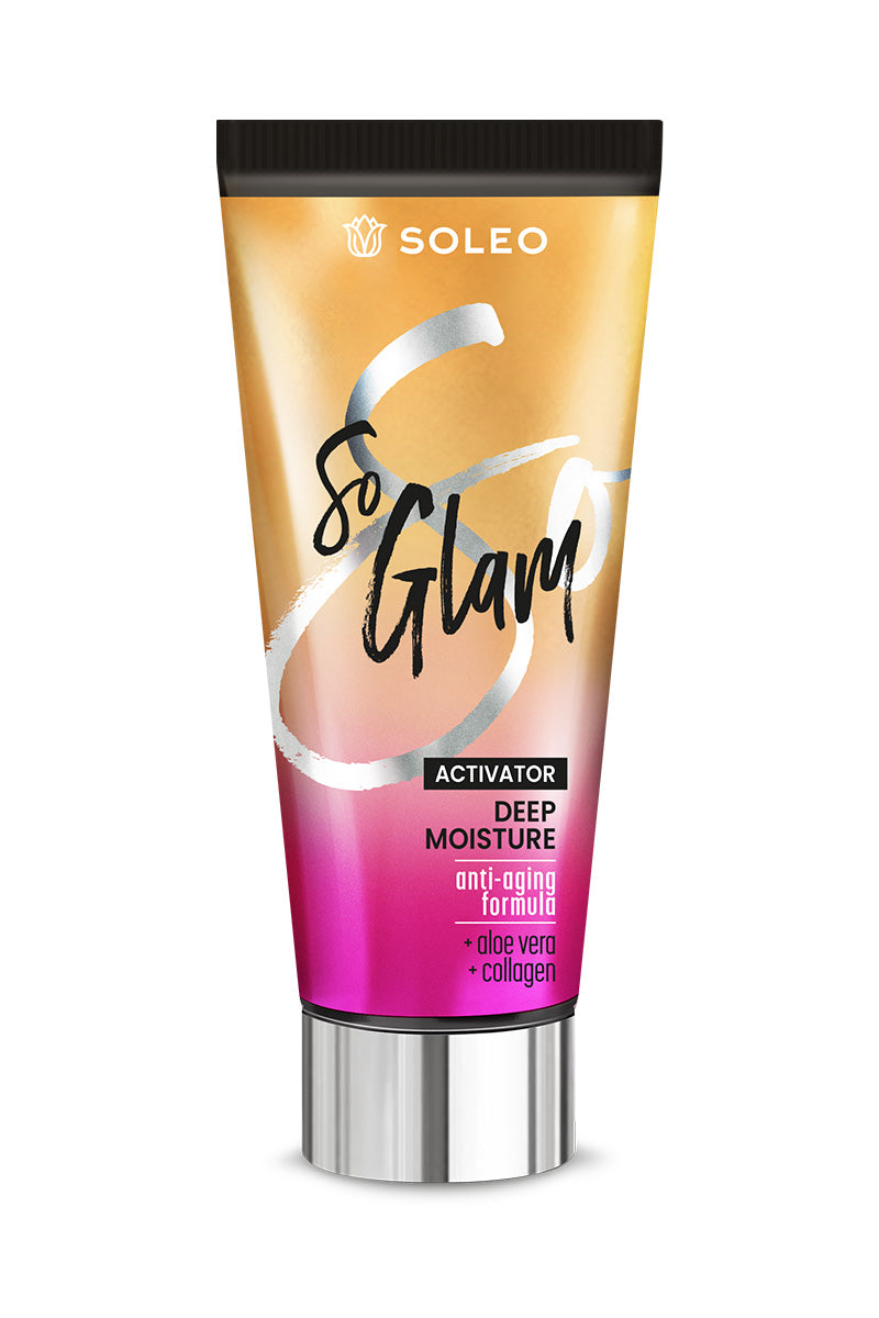 Soleo So Glam strongly moisturising tanning activator for solarium with aloe and collagen 150 ml