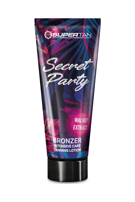 Supertan Secret Party bronzer with tyrosine, collagen, shea butter for a long-lasting skin hydration and deep tan 200 ml